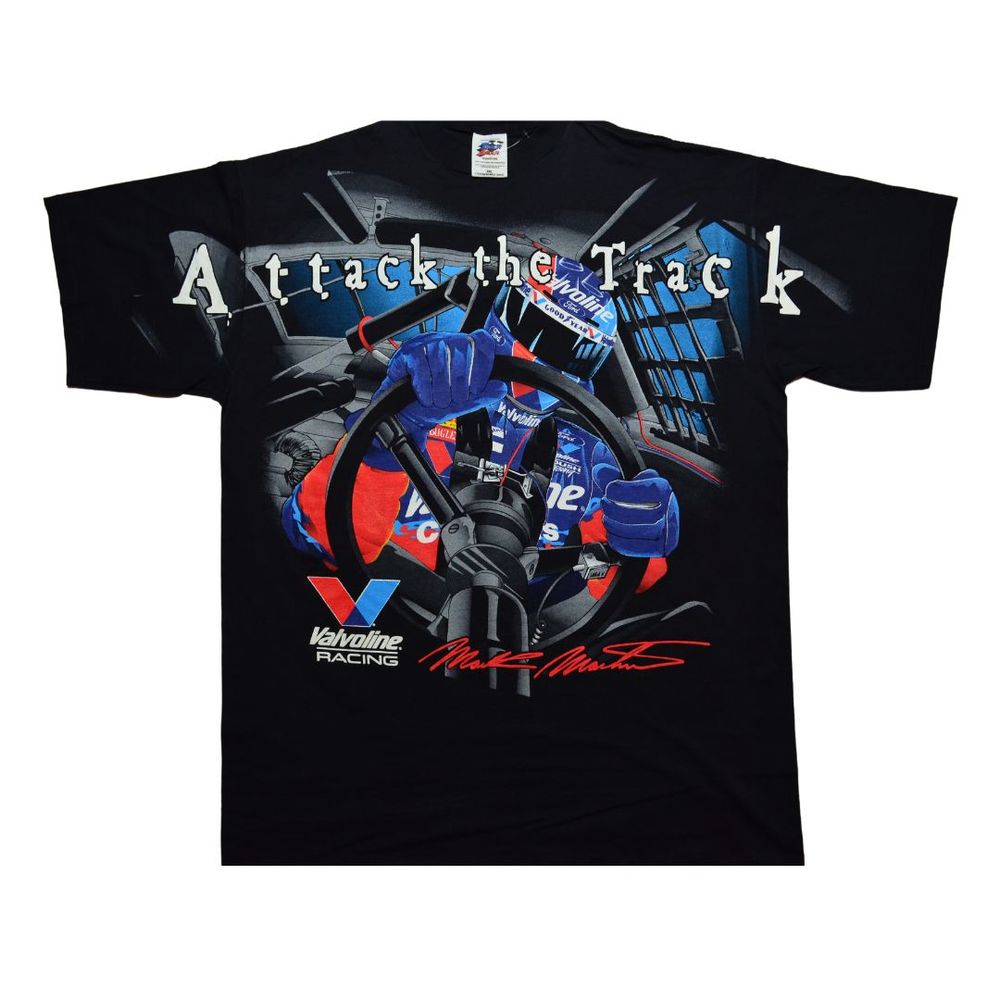 Vintage NASCAR All Over Print AOP T-Shirt [2XL] Attack The Track Mark Martin #6
